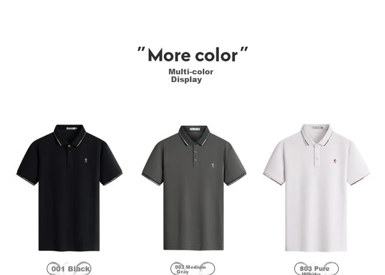 DANCING WOLVES [100% Pure Cotton] Commuter Collar Contrast Color Men's Short Sleeve POLO Shirt, 001 Black, Size 180 5