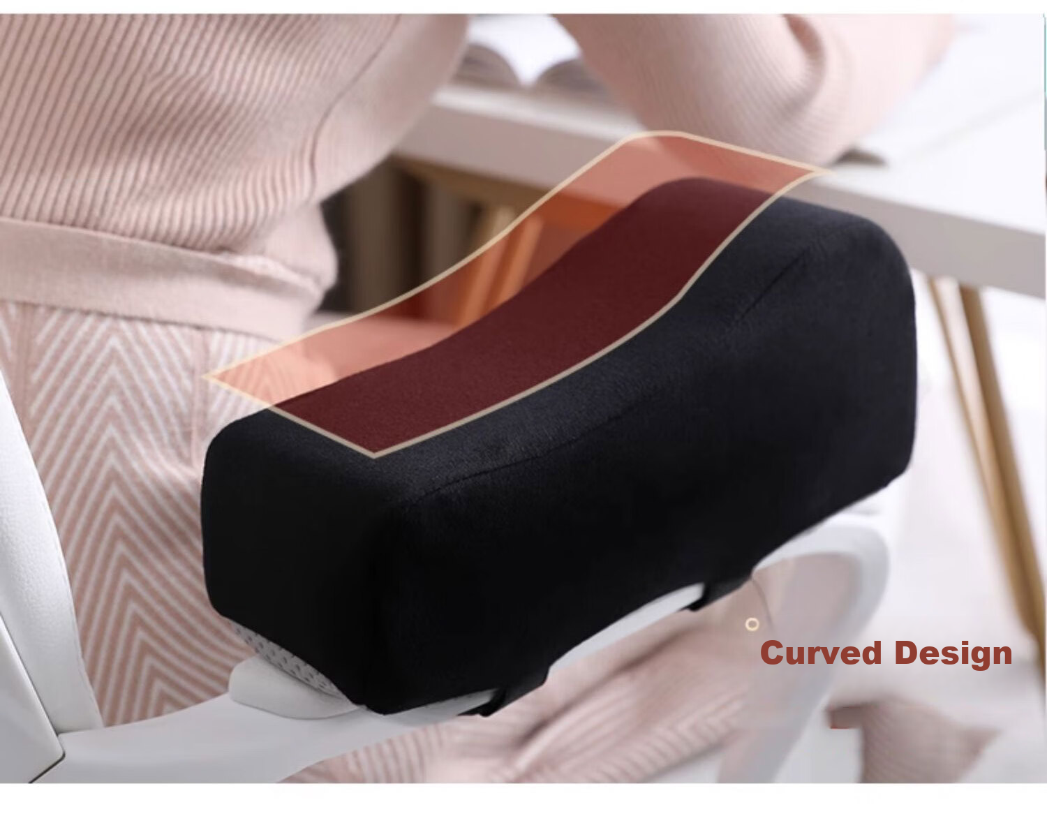 Jingxun Armrest Cushion, Gaming Chair Armrest Pad, Executive Chair Height-Increasing Hand Pillow, Computer Chair Curved Height-Increasing Pad, One Pair 2