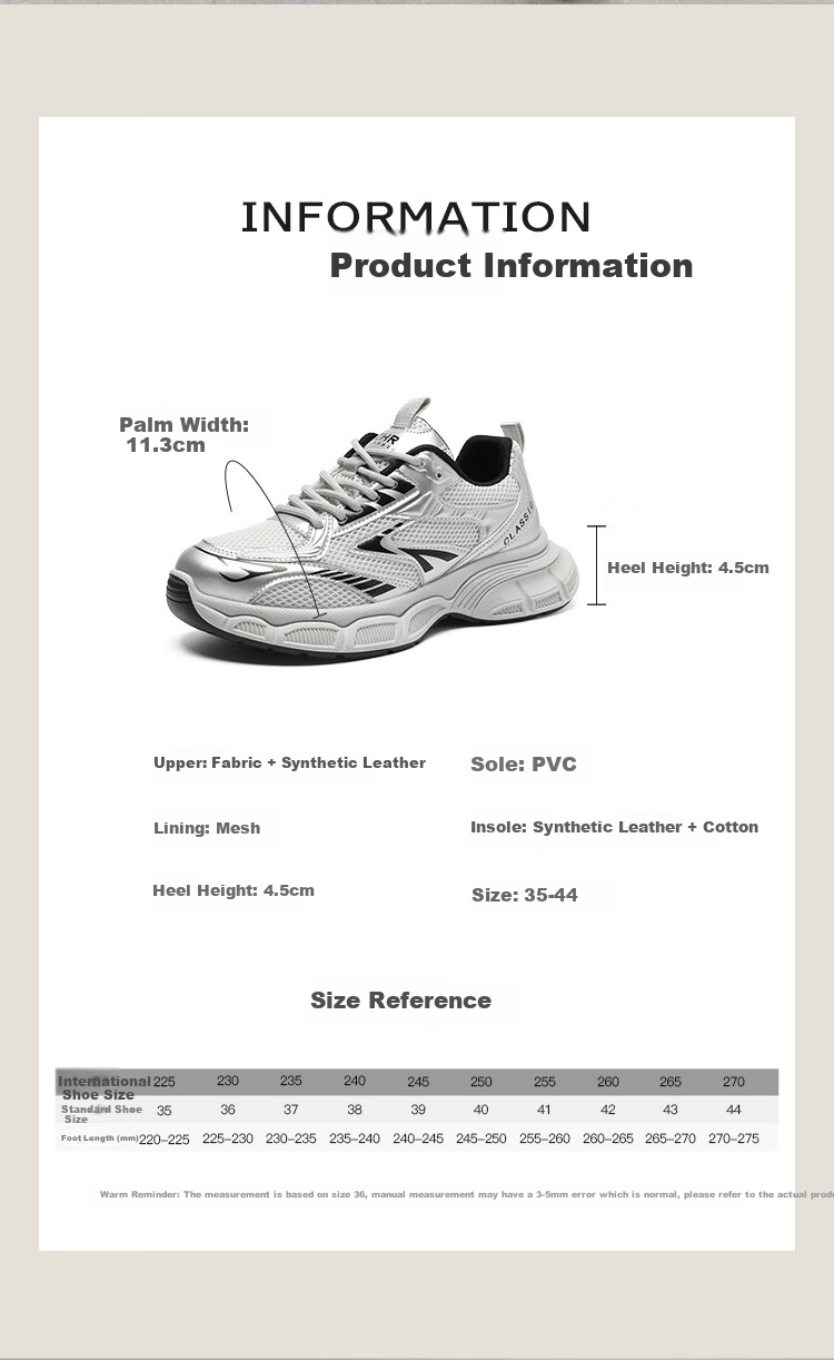 ZHR Dad Shoes for Women, Height-Increasing Breathable Comfortable Women's Shoes, Couple Fashion Sports Casual Shoes, IF02 Silver, Size 39 3