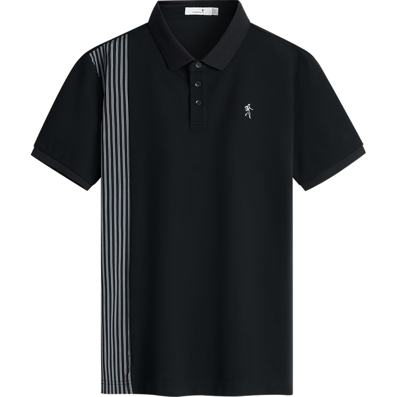 DANCING WOLVES Cool Sensation Solorona Summer Sweat-Wicking Breathable Short-Sleeve Men's Polo Shirt, 001 Black, 3XL(190)