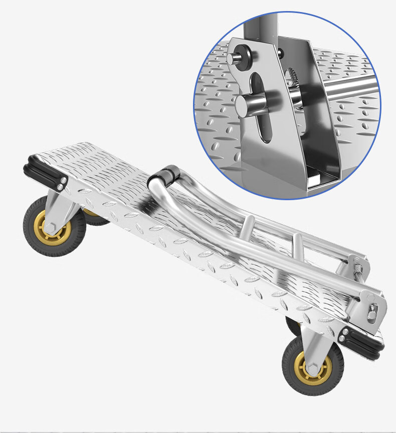 Shunhe Steel Plate Flat Small Cart Four-Corner Anti-Collision Reinforced Folding Hand Truck Trolley 105*63 Extra Thick 1300kg Capacity 2