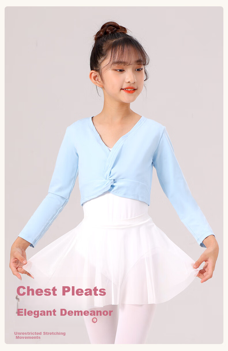 Zhiyouban Children's Dance Girls' Ballet Performance Costume, Chinese Dance Practice Single Shawl Top Outer Garment 4