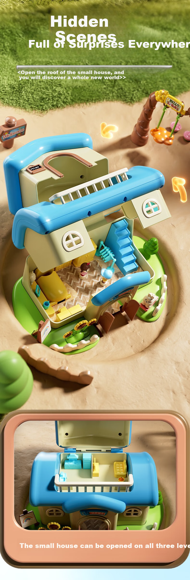Kakabeier [4-Person Couple] Children's Magnetic Pretend Play Toy, for Girls Aged 3-6, Birthday Gift, Luxurious Surprise Garden Villa 5