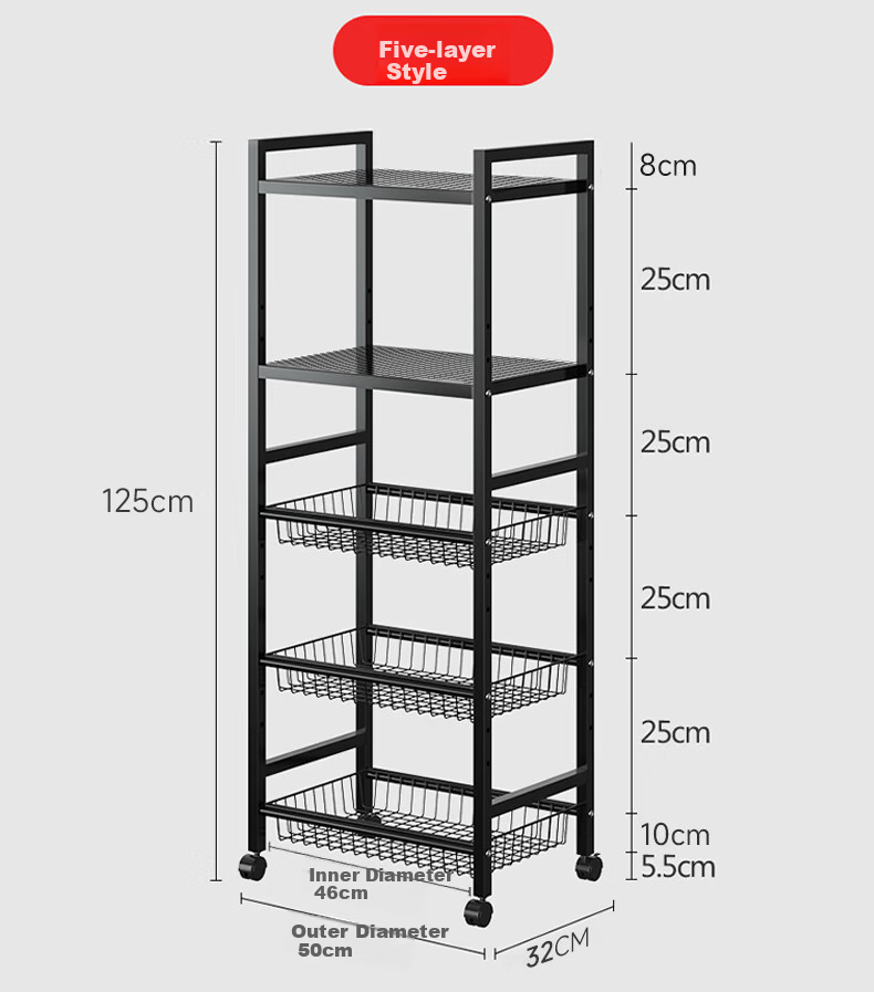 Shunyou Kitchen Storage Rack, Household Vegetable Basket, Storage Shelf, Multifunctional Storage Basket, Floor-Standing Multi-Layer Vegetable Rack SY-081 14