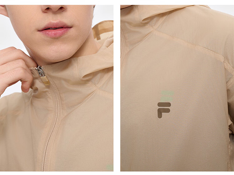 FILAFUSION FILA Trendy Woven Jacket for Men, Summer Fashion Casual Sun Protection Hooded Top 33