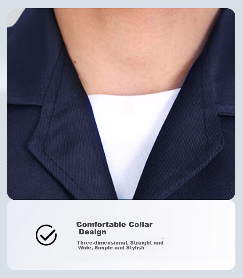 Leyoubaiyi Lab Coat, Navy Blue Medium Size, Durable And Dirt-Resistant Long-Sleeve Coat for Men And Women, Dustproof Workwear for Factory Workshop, Moving Goods, And Laboratory Protective Clothing 5