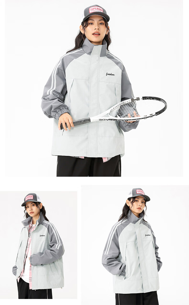 Huili Men's Autumn Workwear Jacket, Outdoor Windbreaker, Trendy Clothing, Men's Outerwear, Gray And White, 2XL 12