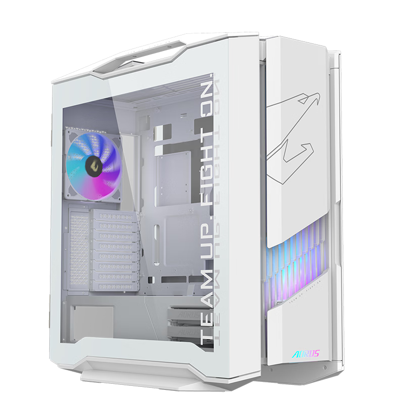 GIGABYTE Mechanical Carving AC601G ICE White, Hidden Backline Double-Sided Tempered Glass Side Panel/water-Cooled Graphics Card Vertical Mount 420 Water Cooling Position/Pre-Installed 4 Fans/Compatible with E-ATX