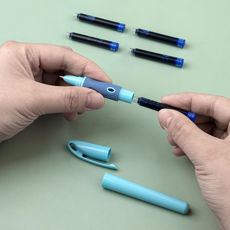 HERO New Year Gift P200 Fountain Pen Posture Correcting Fountain Pen Refillable Ink Cartridge for 3rd Grade Students Handwriting Practice Pen with 20 Ink Cartridges, 3 Colors*1