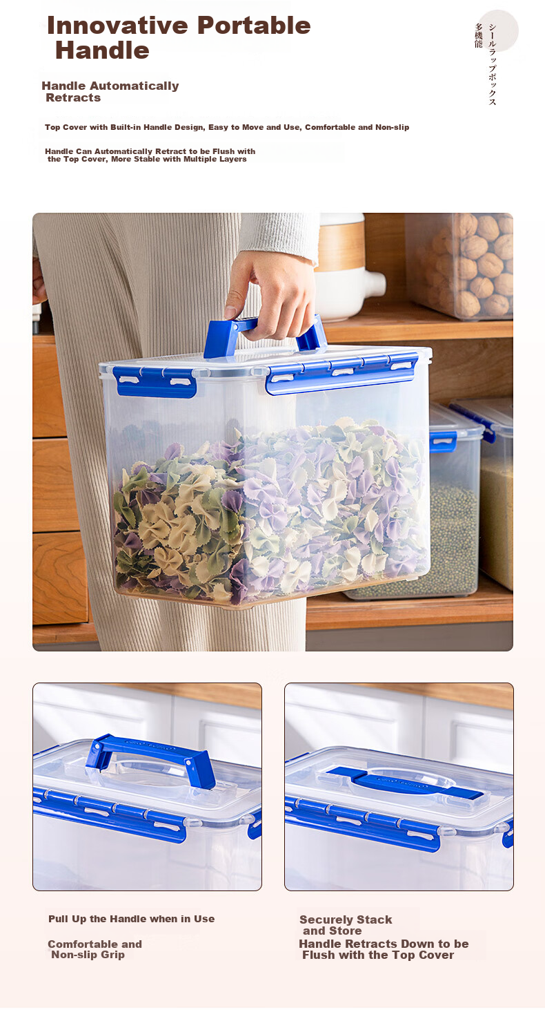 JEKO&JEKO Refrigerator Storage Container, Large Capacity Kitchen Food Preservation Box, Pickle Jar, Grain Storage Container, Sealed Box for Food, 12L, 1 Piece 5