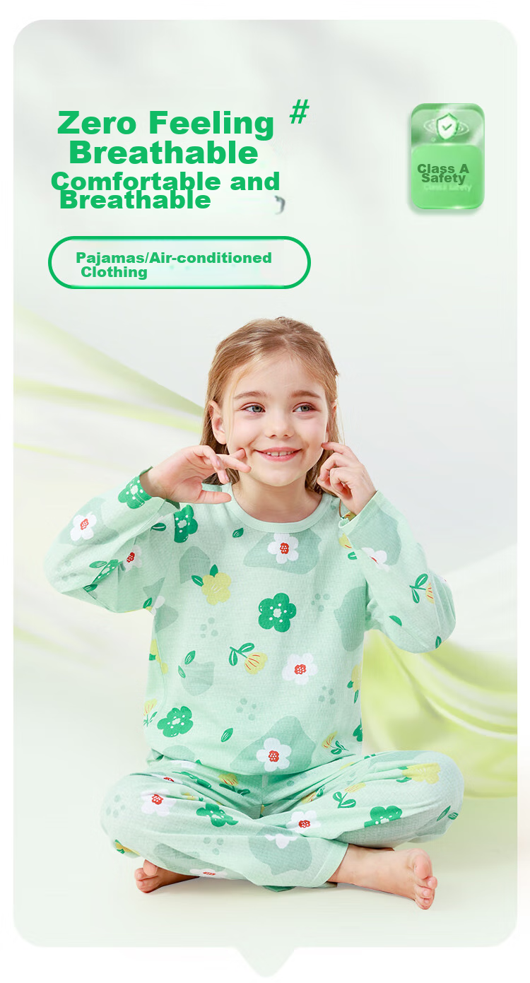 DEESHA [100% Cotton Mesh] Children's Loungewear, Girls' Pajamas for Older Kids, Children's Air Conditioning Suit Set 1