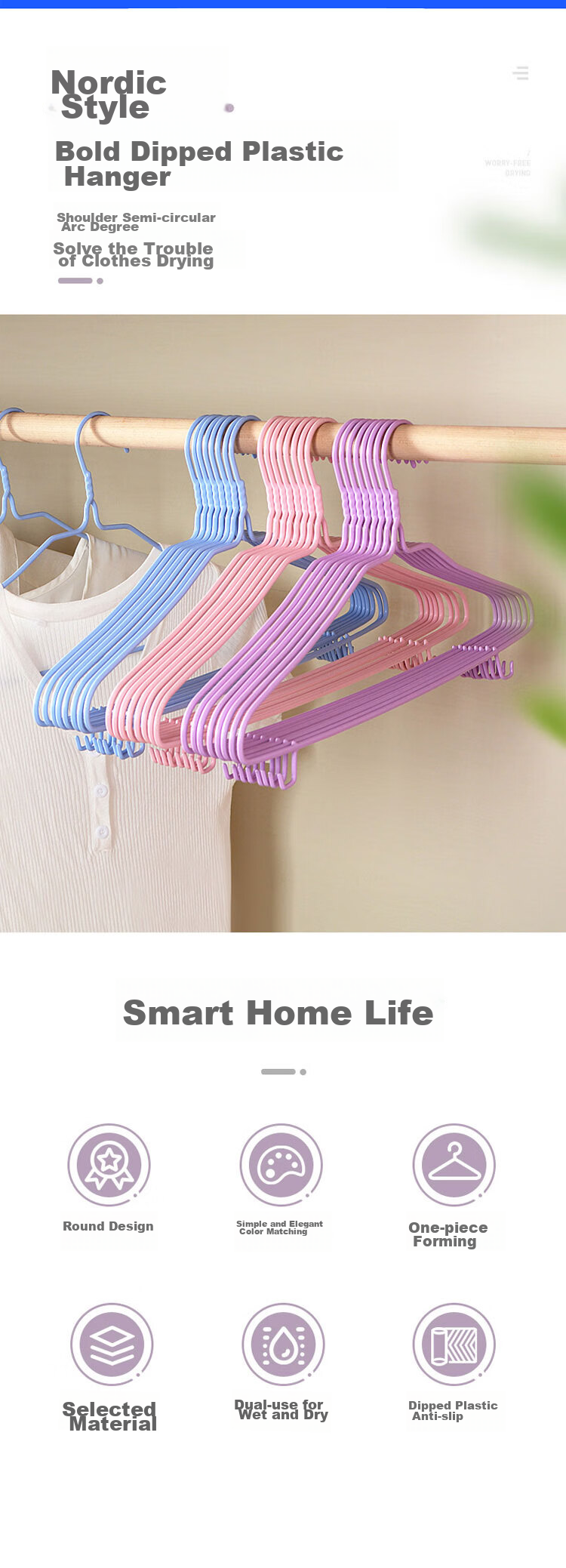 MENGTING Coat Hanger, Clothes Rack, Drying Rack, Adult Clothing Support, Plastic-Coated with Hooks, 20 Pieces 1