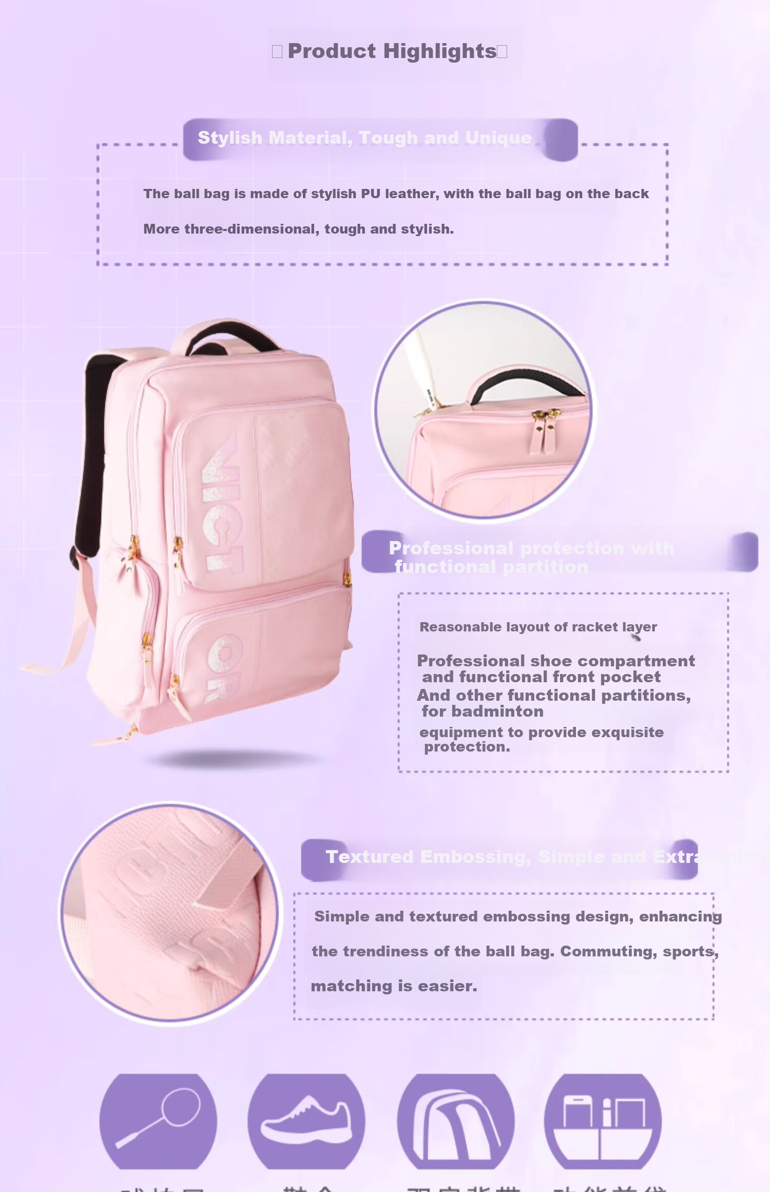 VICTOR Badminton Bag with Separate Shoe Compartment, Multifunctional Large Capacity Sports Training Backpack BR5026 White 1