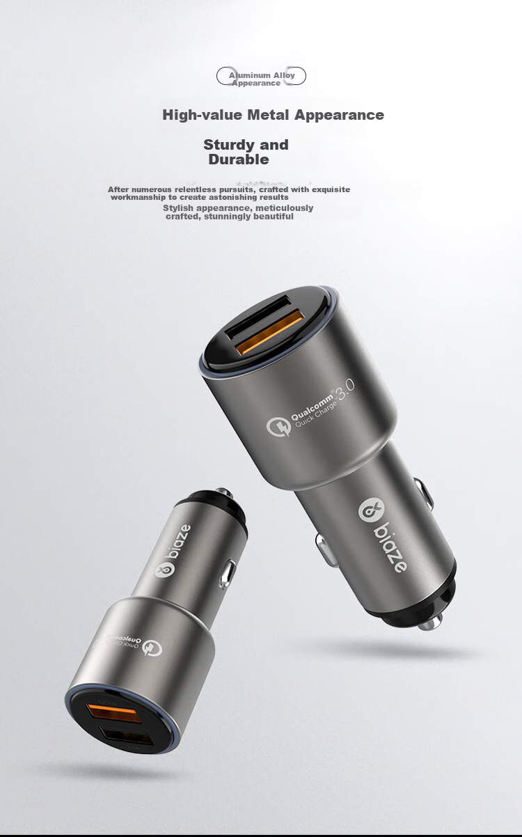 BIAZE Car Charger And Cigarette Lighter, Super Fast Charging Converter with Dual Ports Suitable for IPhone 15/16, Huawei, Xiaomi 2
