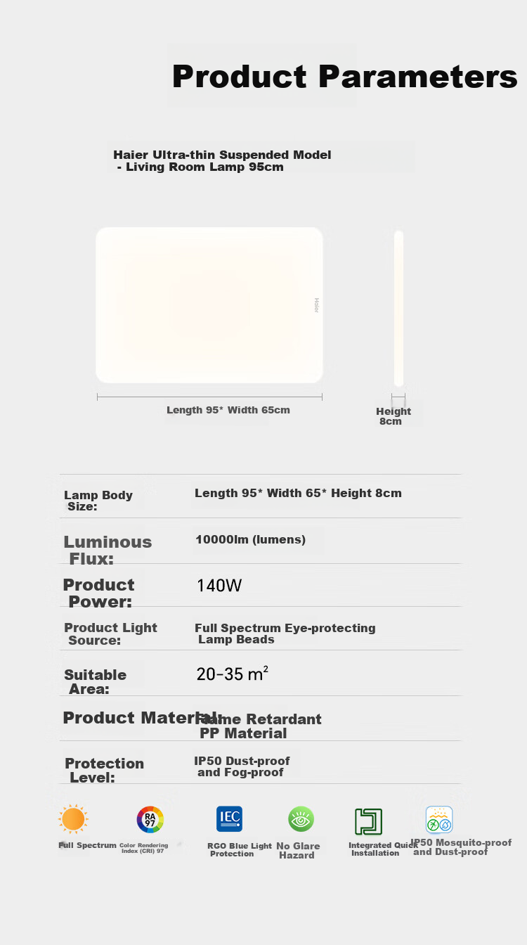 Haier Ceiling LED Light Full Spectrum Eye Protection Living Room Lamp High Brightness Energy Saving Lighting Fixture [Installation Included] 22