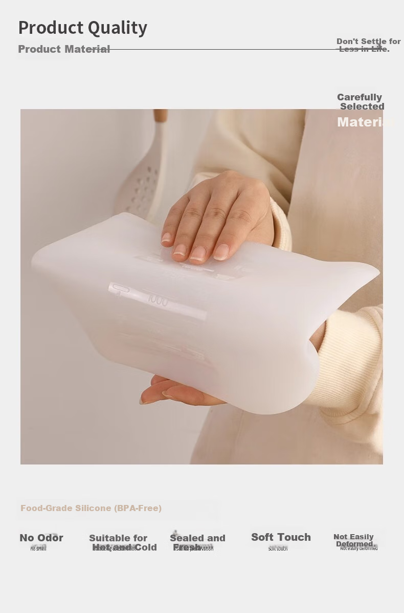Yuanben Thick Silicone Sealing Bags for Kitchen, Refrigerator, Food-Grade Fresh-Keeping Bags, Vegetable And Fruit Storage, Baby Food Packaging, Self-Sealing Bags for Home Use 4