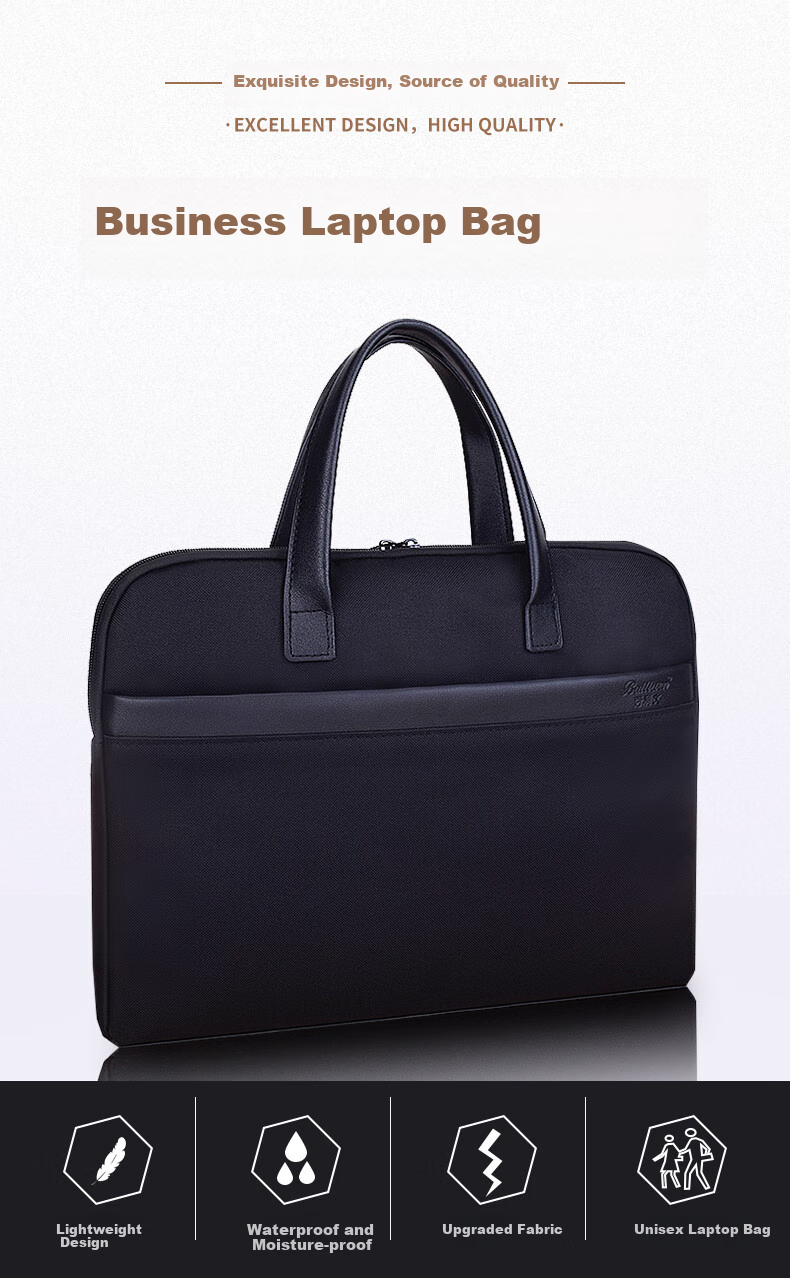 Bailiwen BK8641 Black Business Laptop Briefcase, Document Bag, Men's Handbag, File Bag, Office Meeting Bag 1