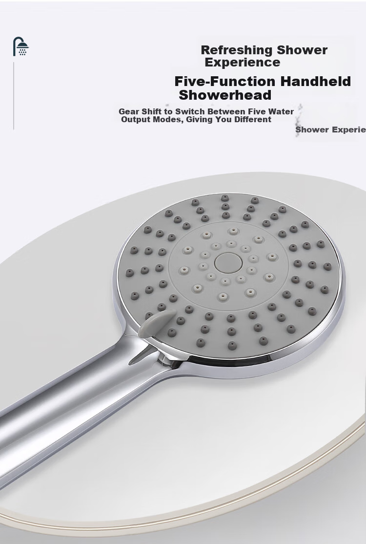 Larsd Surface-Mounted Shower Head Set, Silver Exposed Pipe Shower Head Complete Set with Copper Body Shower Faucet Mixing Valve LD5816 5