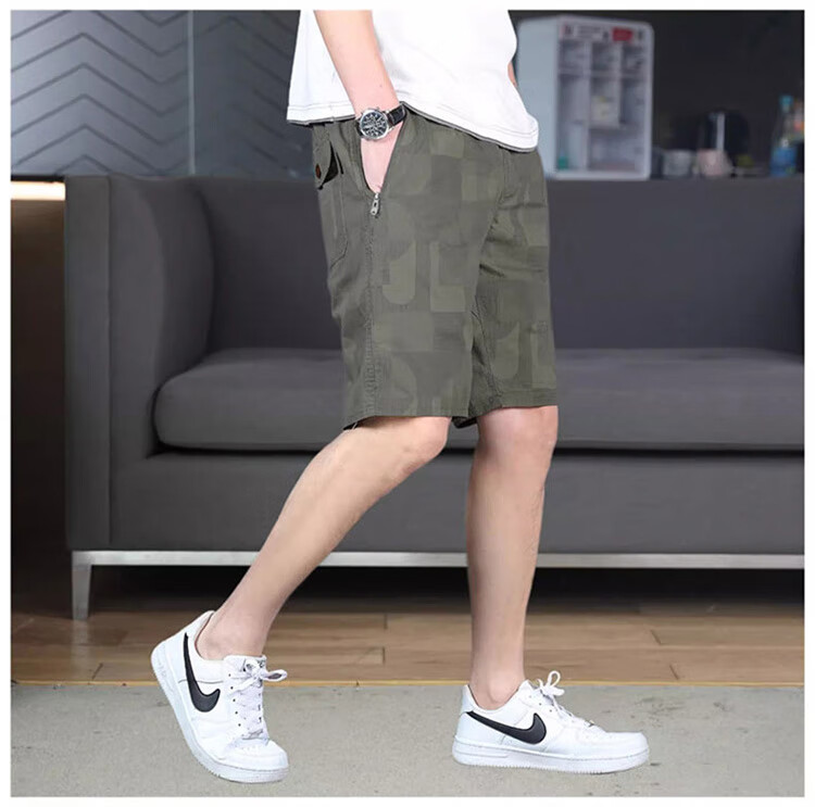JEEP SPIRIT Men's Shorts, Sports Summer Wear Pants, Beach Casual Five-Point Shorts, American Workwear Style, Pure Cotton Mid-Length Pants 10