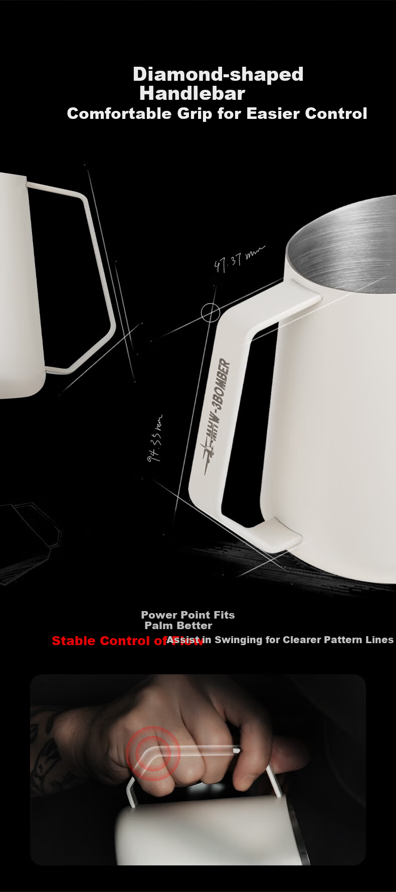 MHW-3BOMBER High-Performance GT Latte Art Machine, Professional Barista Italian Milk Foam Art Cup, Innovative U-Shaped Spout 10