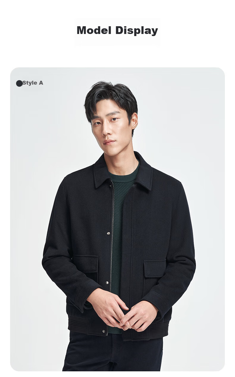 Goldlion [Cashmere Filling] Autumn Winter Jacket, Thickened Lapel, Warm Business Casual Coat for Men, Navy Blue-95L1 2XL 12