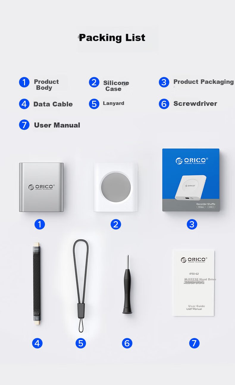 ORICO 2230 External Hard Drive Enclosure M.2 NVMe SSD Enclosure Compatible with IPhone 16, Laptops, Tablets, Electronic Urine Bags, External SSD Expansio 11