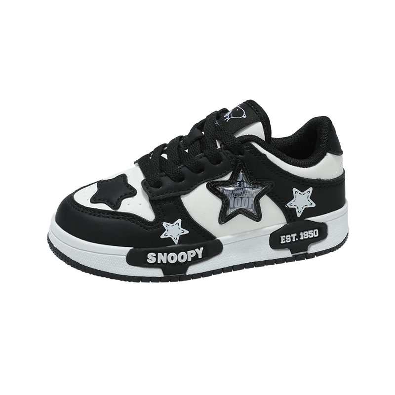 SNOOPY Children's Shoes, Kids' Sneakers, Boys And Girls Star Shoes, Big Kids' Casual Shoes, 0560 Panda Black, Size 35