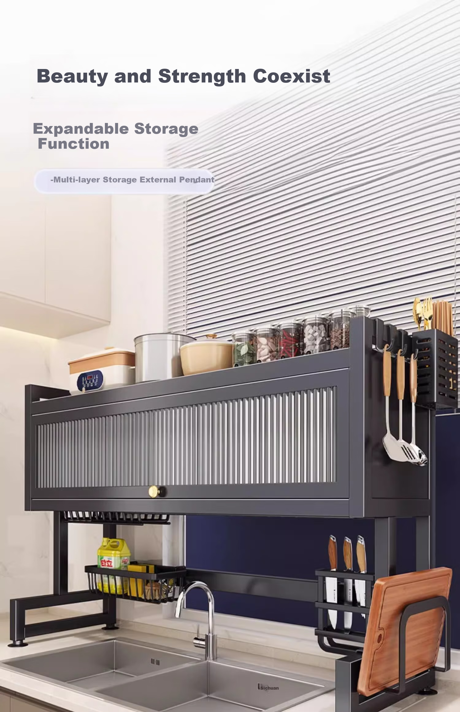 Jiadu Storage Cabinet Sink Organizer, Dish Drainer, Dust-Proof Countertop, Multi-Functional Drying Rack for Bathroom And Kitche 5