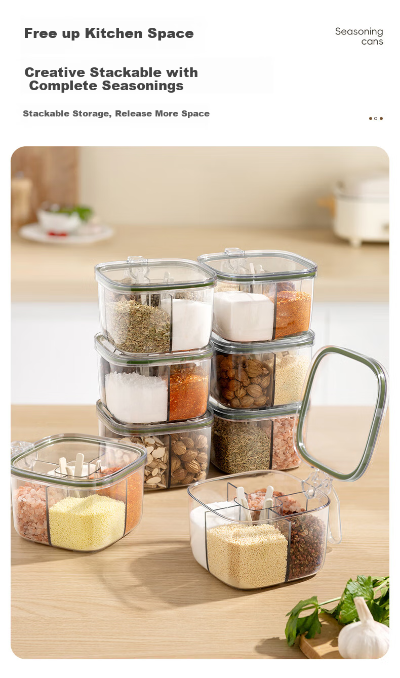 MARYYA Spice Container Set with Moisture-Proof Shelves, Four Compartments, Kitchen Salt And Seasoning Storage Box Set for Home Use 7