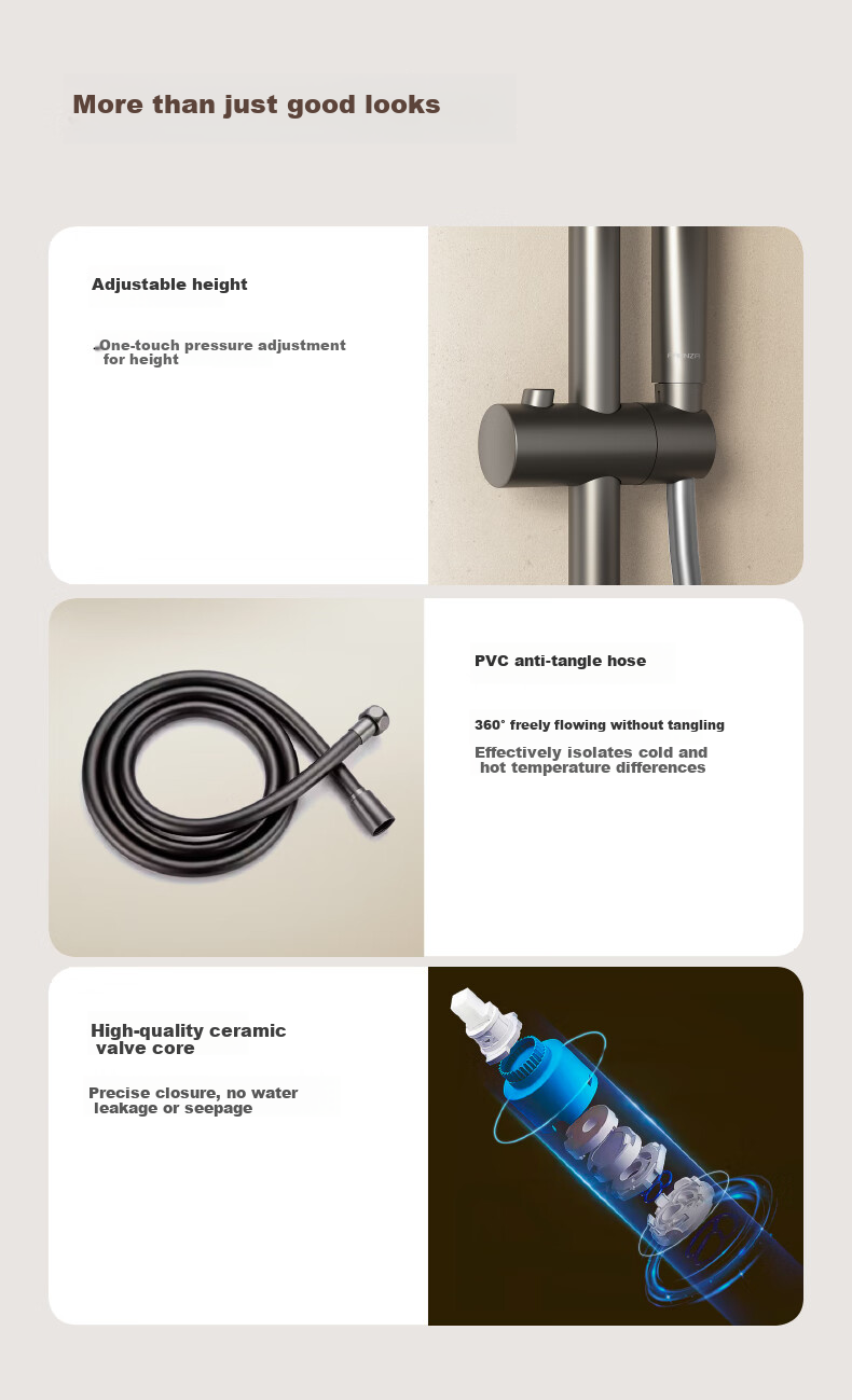 FAENZA Four-Function Piano Key Large Platform Storage Spray Gun, Easy-To Shower Head [Gray] F4M8846GGP 13