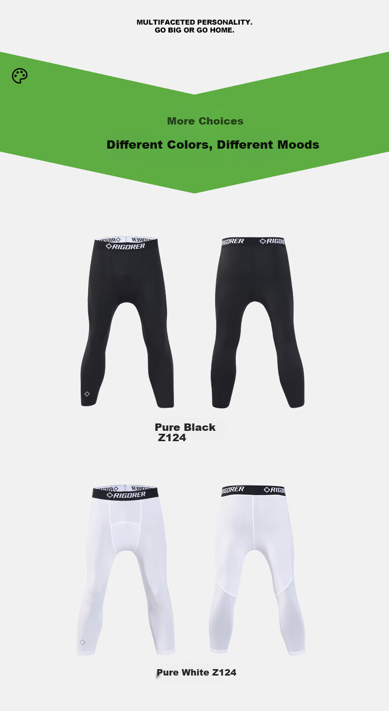 RIGORER Men's Compression Shorts for Sports, Professional Running, Basketball Training, Knee-Length High-Elasticity Quick-Dry Compression Pants, Base Layer Shorts for Me 8