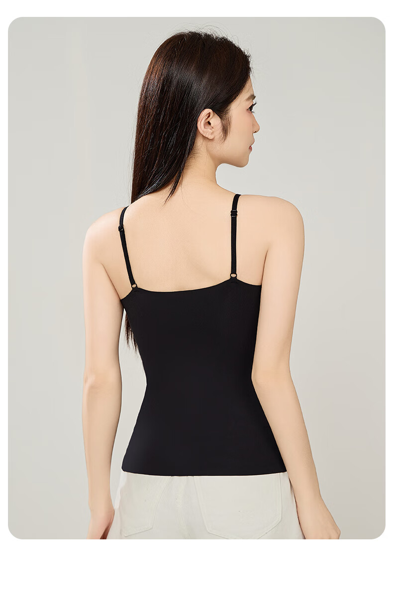 Women's Free Style Camisole Vest with Chest Pad, Solid Color Seamless Innerwear, Spring Summer Base Layer, Anti-Expansion Outerwear 19
