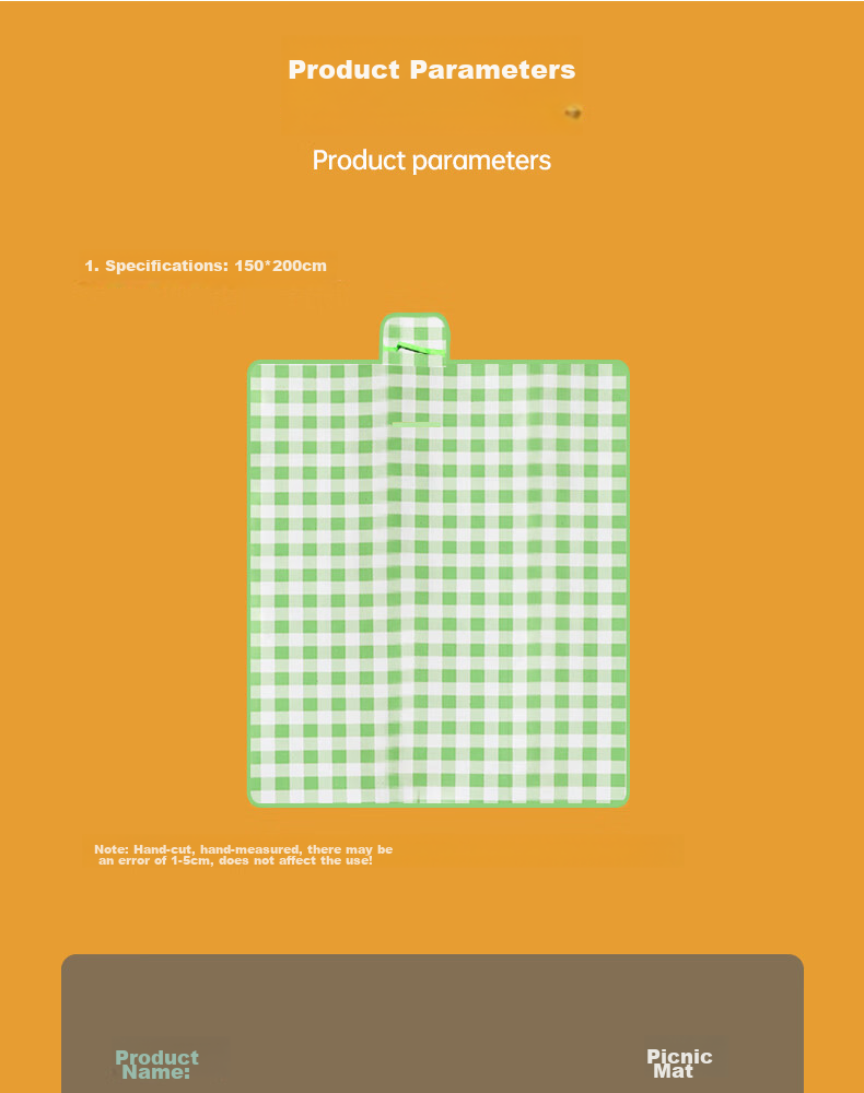 Etravel Picnic Mat, Outdoor Thickened Moisture-Proof Mat, Portable Tent Mat, Beach Mat for Sleeping on The Ground, Green And White Checkered Pattern, 1.5*2m 16