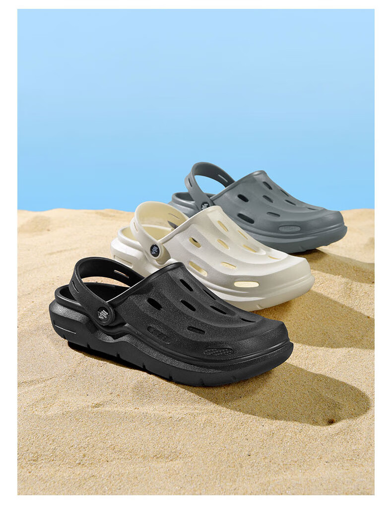 HLA Men's Casual Sandals Hollow Toe Slippers HAALXM2EBK017 Black Size 40/41 (Dual Size) 2