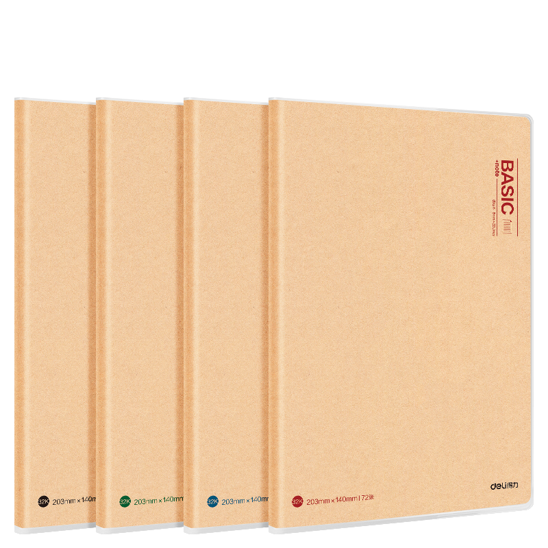 Deli Moisturizing Cover Notebook, 32K Notebook with Built-In Cover, High-Quality Notebook, 32K, 72 Sheets/Book, T3272