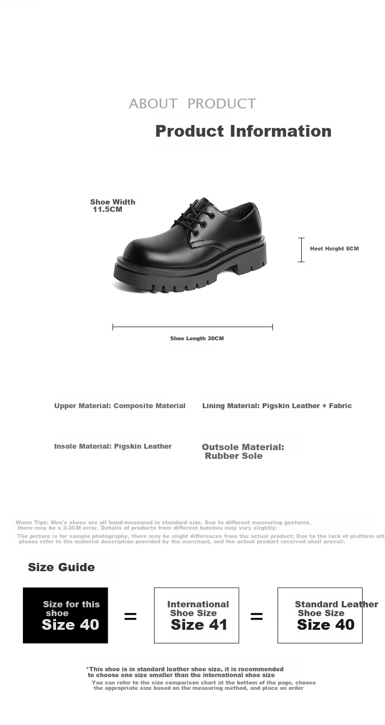 Belle Zhang Linghe Same Style Thick-Soled Business Derby Shoes for Men, Spring And Summer Commute Formal Leather Shoes A2062, Black/lightweight, Size 41 12