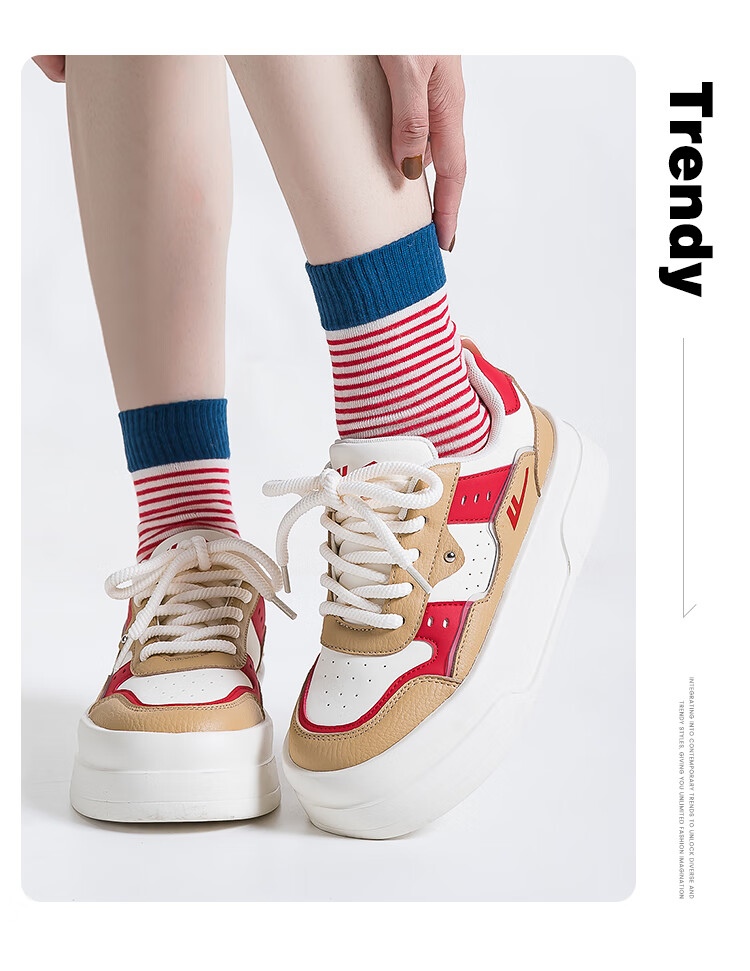 Warrior Official Women's Casual Shoes 2026 Spring New Versatile Height-Increasing Sneakers Beige 38 (240mm) 16