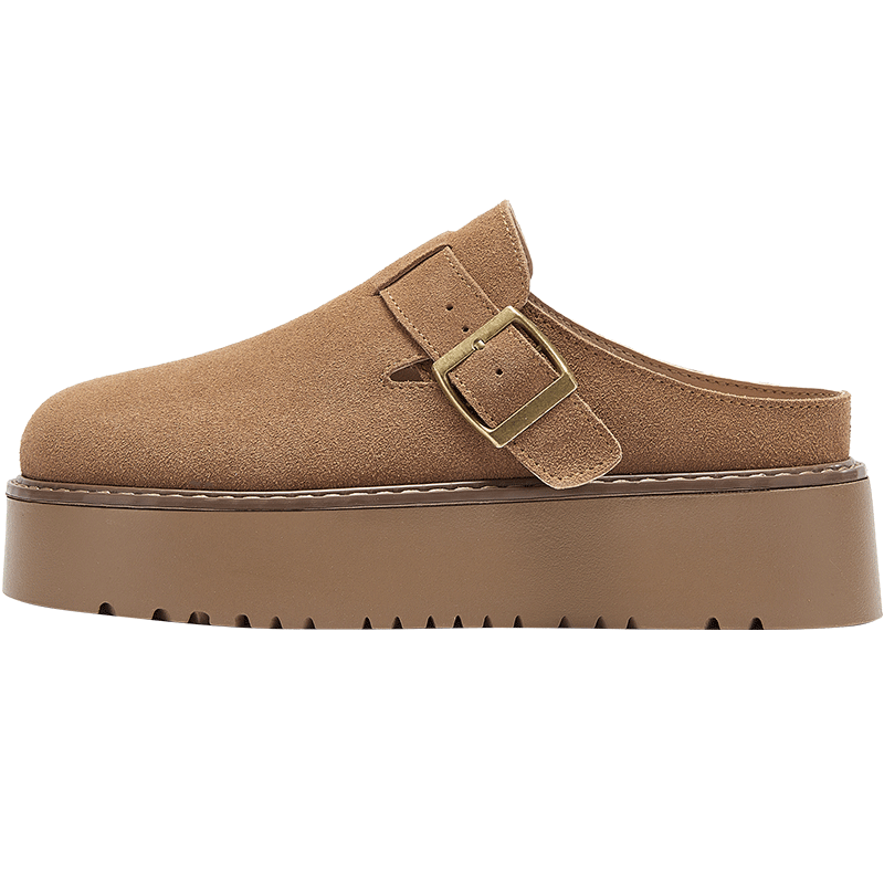 DAPHNE Women's 2025 Retro Slip-On Loafers, Thick-Soled Casual Closed-Toe Mules, Khaki, Size 37