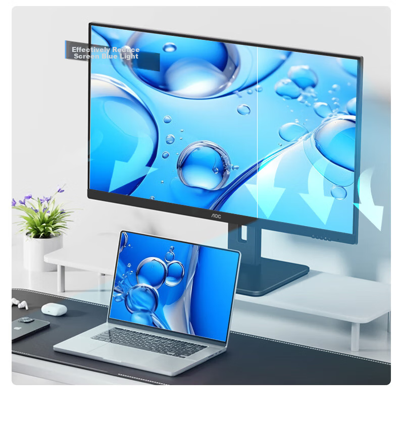 AOC Monitor, 2K 27-Inch IPS Computer Display Screen, Office Study Eye Protection Low Blue Light, Desktop Expansion Laptop Extension Screen Type-C 65W Q27E12C 7