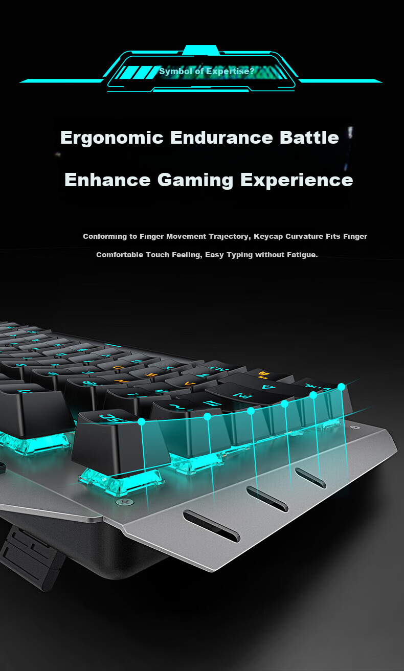 EWEADN TK900 Mechanical Keyboard And Mouse Combo Set for Gaming, Wired Desktop And Laptop External Office Keyboard And Mouse with Blue Switches, 104 Keys, Black with Ice Blue Light 5