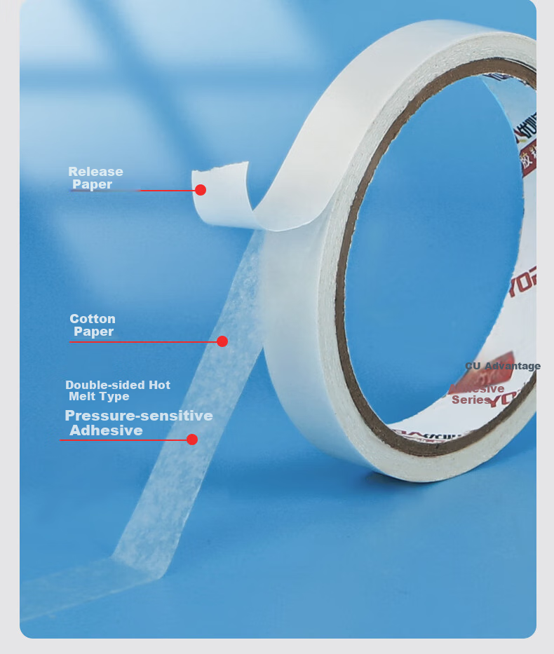 Youbili Strong Double-Sided Tape, High-Adhesive Cotton Paper Double-Sided Tape, 15mm*10y, 16 Rolls, 2251 4
