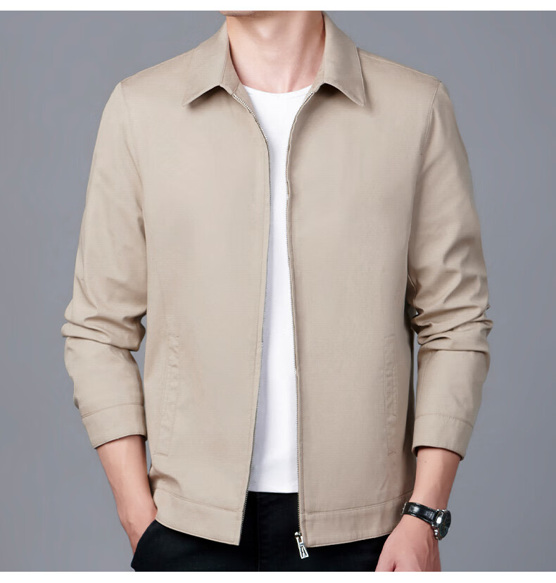 Pierre Cardin [100% Cotton] Skin-Friendly Pure Cotton Jacket for Young And Middle-Aged Men, Spring And Autumn Casual Lapel Workwear for Dads 12