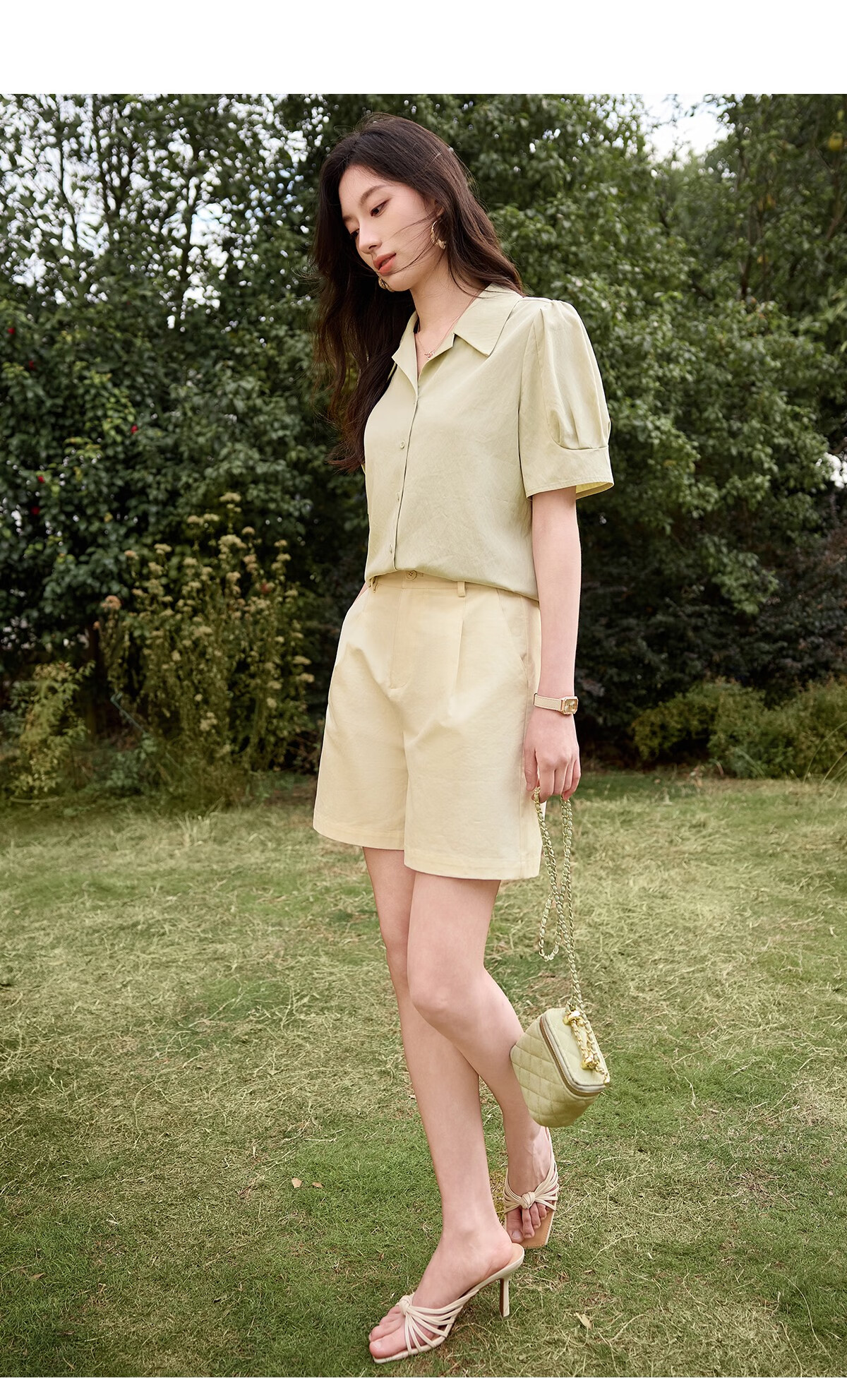 Chushen Summer Short Sleeve Shirt Women Fashion Lapel Design Commuter Casual Blouse S52S004 Light Yellow L 24