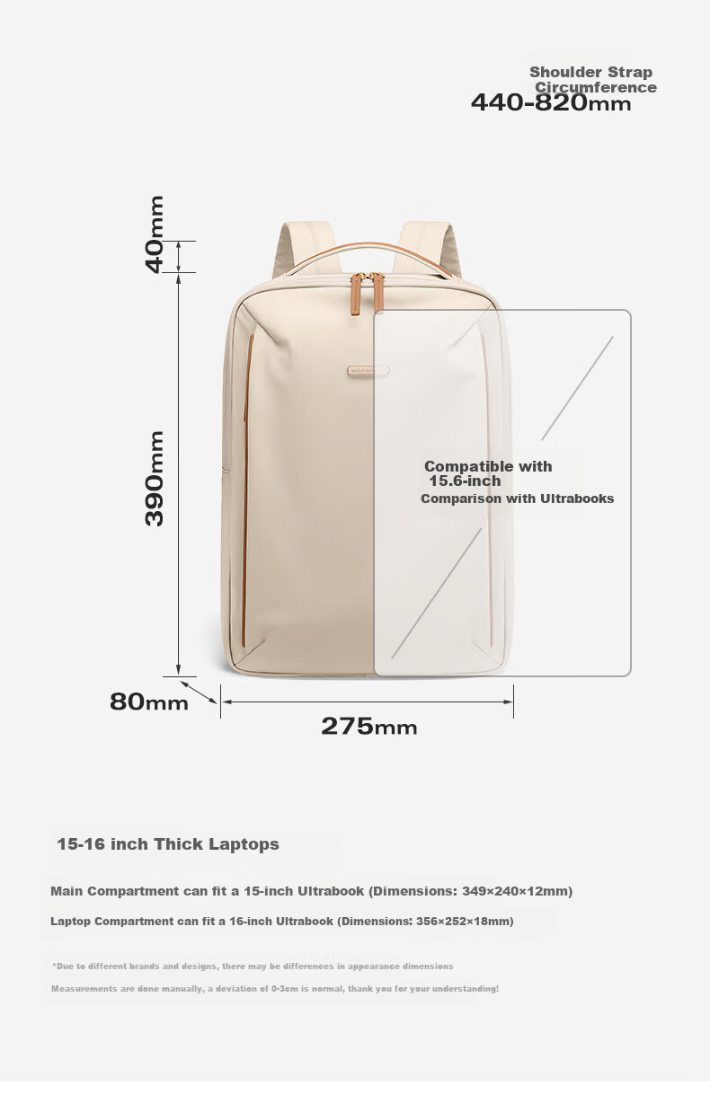 GOLF Women's Backpack, Business Casual 16-Inch Laptop Bag, Water-Resistant Travel Backpack, Fashionable Handbag for Wome 18