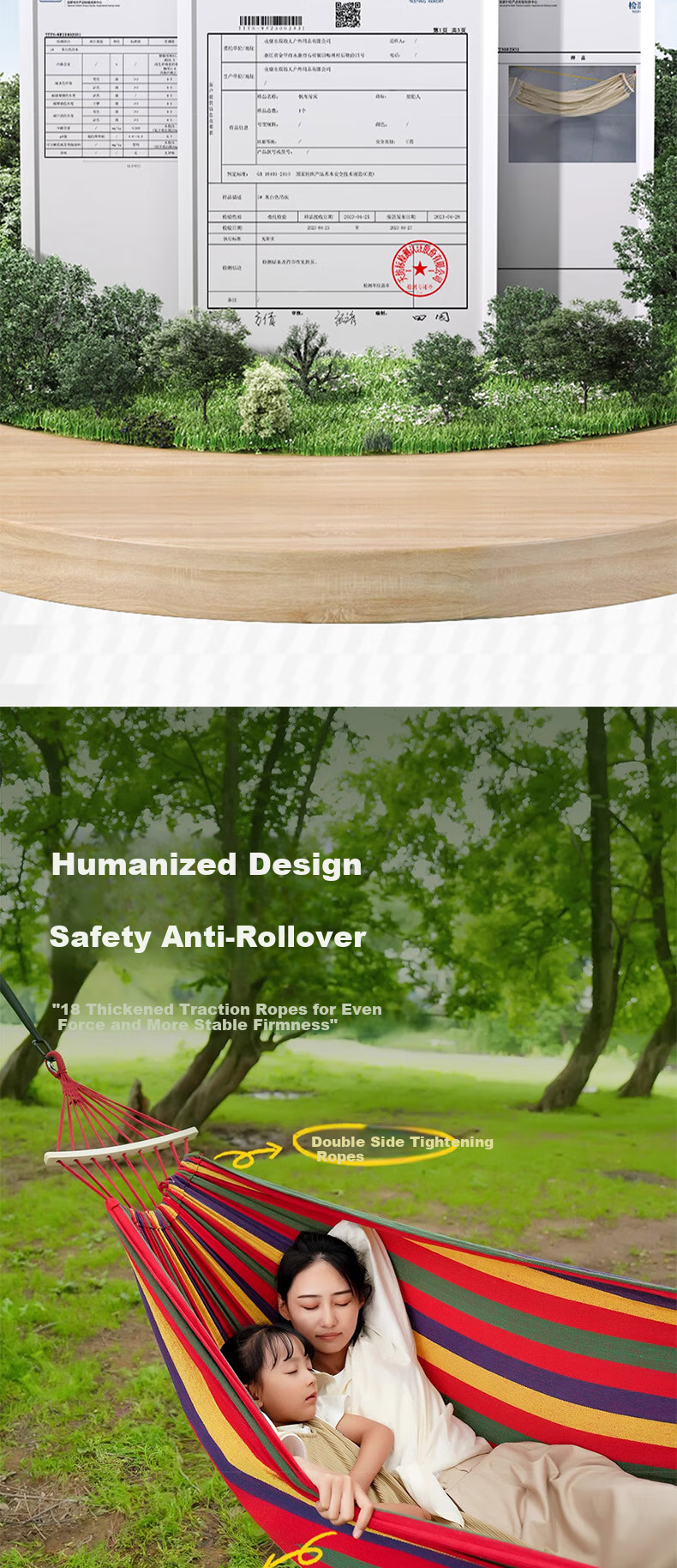The Primitive Outdoor Adult Thickened Hammock Swing Chair, Anti-Rollover Hanging Bed, Garden Camping Equipment 6