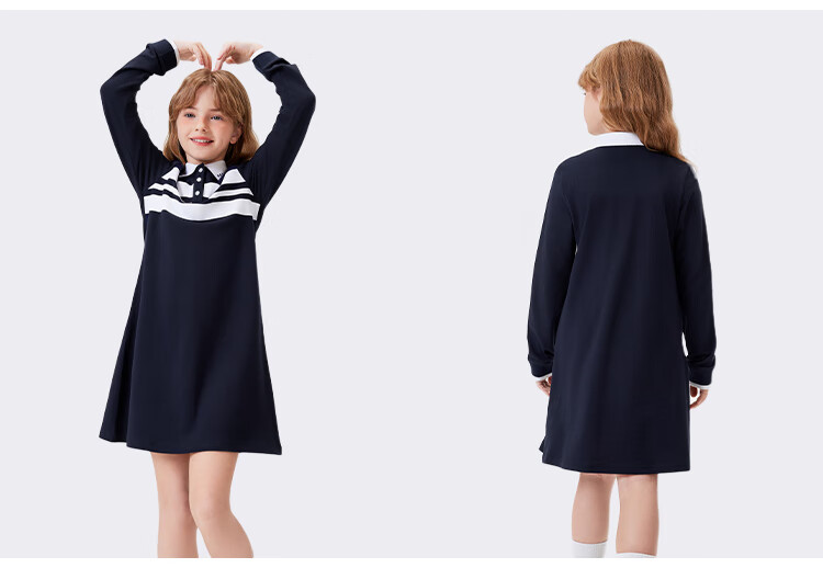 Navigare Girls' Dress, Children's Skirt, Student Long Dress, Classic Versatile Comfortable Ballfield Elite Deep Blue 120 9