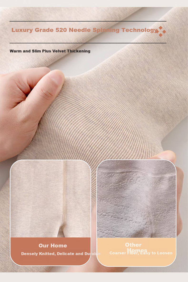 Langsha Children's Thickened Fleece-Lined Thermal Leggings Girls Autumn Winter Striped High-Waist Tights for Older Kids 3