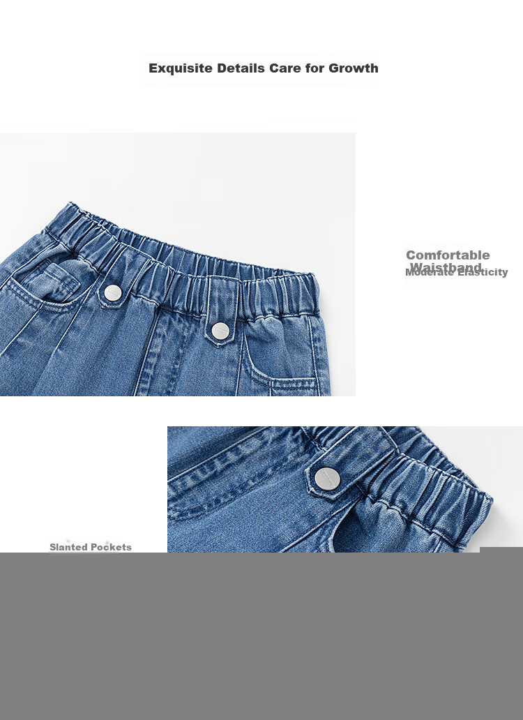 BALABALA Girls' Pants, Children's Jeans, 2025 Spring Style, Heart Pocket Design, Straight-Leg Trousers, 208125108003 4