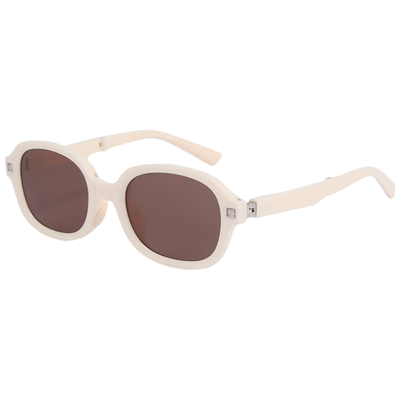 Boshide Children's Sunglasses, Foldable Sunglasses, UV Protection Sunglasses for Boys And Girls, Fashionable, Cream White Tea Color