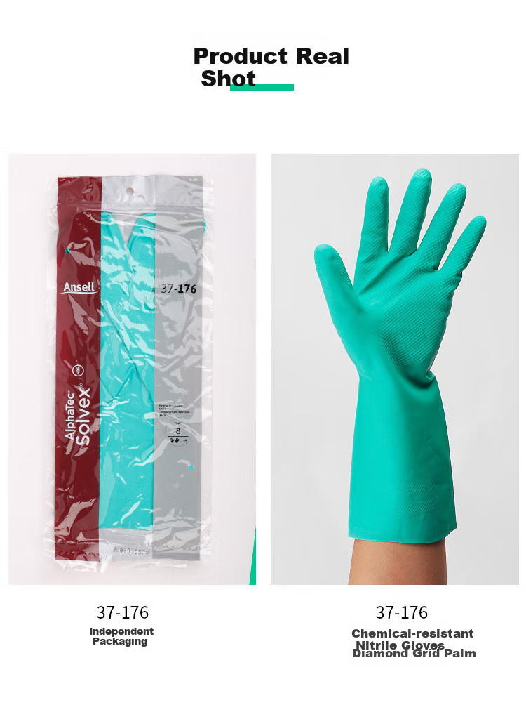 Ansell Acid And Alkali Resistant Solvent-Resistant Oil-Resistant Industrial Protective Gloves, Nitrile Rubber Gloves, 37-873, Size 8, 2 Pairs, Individually Packaged 11